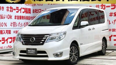 SERENA　セレナ　ハイウェイスター Ｖセレクション＋ＳａｆｅｔｙⅡ Ｓ－ＨＹＢＲＩＤ【総合評価優良車】【特別仕様車】【後期型】　✨人気グレードの再入庫👀内外装オシャレな１台✨純正８インチＳＤナビ🗾ＤＶＤ💿Ｂｌｕｅｔｏｏｔｈ🎶📞フルセグＴＶ内蔵型📺走行中映像視聴可能👀純正フリップダウンモニター搭載📺安心・安全機能エマージェンシーブレーキ＆ＬＤＷ（車線逸脱防止機能）搭載🚥明るいＬＥＤヘッドライト採用💡カタログ燃費・ＪＣ０８モード１６ｋｍ／Ｌ🍃アラウンドビューモニター付きで駐車も楽々📹嬉しいワンオーナー車👆月々２万円台～ＯＫ🚗車検２年付🌈福岡店専用HPでも在庫確認可能‼✨ 【carlifegroup.fukuoka.jp/】で検索🕵️‍♂️