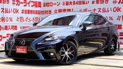 LEXUS　レクサス　IS250　【カスタム】＂ブラックカラータイプ・福岡店再入庫＂💎マグナーニ１９インチＡＷ＆社外ダックテールエンド装着済💎純正ＳＤマルチタイプナビ🗾ＤＶＤ💿Ｂｌｕｅｔｏｏｔｈ🎶📱📞フルセグＴＶ内蔵型📺クルーズコントロール＆前席シートヒーター＆パワーシート装備搭載・運転支援～快適装備まで安心😊パドルシフトでスポーツモードを存分に体感🏁😲車検２年付🚗福岡店専用HPでも在庫確認可能‼✨ 【carlifegroup.fukuoka.jp】で検索🕵️‍♂️