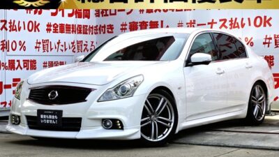 SKYLINE　スカイライン　250GTタイプＳ　＂後期型＂【カスタム】【総合評価優良車】月々２万円台～ＯＫ💎パドルシフト付の７速ＡＴ✨＂V６エンジン搭載🔥最大トルク４８００/ｒｐｍのローフォルムミドルスポーツセダン＂💎Ｙ５０フーガ純正１９インチＡＷ＆フロントハーフエアロ＆車高調ローダウン装着💎純正ＨＤＤナビ🗾ＤＶＤ💿Ｂｌｕｅｔｏｏｔｈ🎶📱📞地デジフルセグＴＶ内蔵型📺明るいＨＩＤヘッドライト＆フォグランプ＆デイライトで夜間走行も視野確保🔦ハーフレザーシート＆パワーシート装備💺納車時新品タイヤ装着🌈車検２年付🚗福岡店専用HPでも在庫確認可能‼✨ 【carlifegroup.fukuoka.jp/】で検索🕵️‍♂️