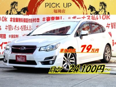 IMPREZA　インプレッサスポーツ　1.6i-S　【後期型】＂上級グレード＂💎ＭＴ免許が無くても乗れるスポーツ車💎🌈軽快な走りをしてくれる楽しい一台✨社外ＳＤナビ🗾ＤＶＤ💿Ｂｌｕｅｔｏｏｔｈ🎶📱📞フルセグＴＶ内蔵型📺走行中映像視聴可能👀ハーフレザーシート💺クルーズコントロール付で高速道路での長距離走行も楽々快適🌈リアシートもフラットになるのでラゲッジスペース大容量🌿明るいＨＩＤヘッドライト＆フォグランプで夜間走行も視野確保🔦納車時新品タイヤ装着🌈車検２年付🌈🚗福岡店専用HPでも在庫確認可能‼✨ 【carlifegroup.fukuoka.jp/】で検索🕵️‍♂️
