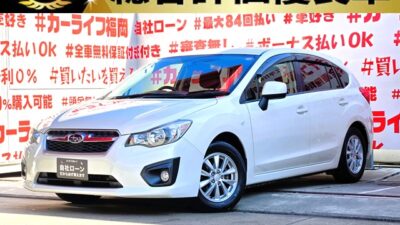 IMPREZA　インプレッサスポーツ　1.6i-L　【総合評価優良車】 　🌈走行距離４万キロ台の低走行車両💎ＭＴ免許が無くても乗れるスポーツ車💎🌈軽快な走りをしてくれる楽しい一台✨カロッツェリアメモリーナビ🗾ＤＶＤ💿１セグＴＶ内蔵型📺アイドリングストップ付🌈リアシートもフラットになるのでラゲッジスペース大容量🌿HIDヘッドライト＆フォグランプ付で夜間走行も視野確保🔦納車時新品タイヤ装着💎車検２年付🚗福岡店専用HPでも在庫確認可能‼✨ 【carlifegroup.fukuoka.jp/】で検索🕵️‍♂️