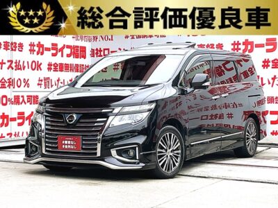ELGRAND エルグランド　250ハイウェイスター＂後期型＂【総合評価優良車】💎大型フロントグリル＆シグネチャーＬＥＤポジションランプ採用・純正フロントハーフスポイラー付😛ツインムーンルーフ付🌞純正ＨＤＤマルチナビ🗾ＤＶＤ💿Ｂｌｕｅｔｏｏｔｈ🎶📞フルセグＴＶ内蔵型📺走行中映像視聴可能👀電動開閉11インチ純正フリップダウンモニター📺🎶両側パワースライドドアー＆パワーバックドアー機能搭載😲女性でも楽々開閉🚪🌞サイドサンシェード付きでＵＶ😎プライバシーもＯＫ✨７人乗りキャプテンシートタイプ・オットマン付💎ハーフレザーシート💺で更に高級感を演出💺車庫入れもアラウンドビューモニターで簡単駐車🔧🌈内外装程度良好🌈納車時新品タイヤ装着🌈車検２年付🚗福岡店専用HPでも在庫確認可能‼✨ 【carlifegroup.fukuoka.jp/】で検索🕵️‍♂️