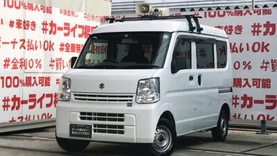 EVERY エブリィバン PC ✨軽キャブバンNo1の荷室サイズを誇るスズキ・エブリィ ビールケースなら40ケース、ダンボール(小)なら46個積めます✨JC08モード20.2km/Lの低燃費🍃2万Km台の低走行車🌈コンビネーションスピーカーが付いて広報宣伝車としても使えます😊車検2年付💎🚗福岡店専用HPでも在庫確認可能‼✨ 【carlifegroup.fukuoka.jp】で検索