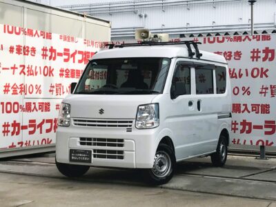 EVERY　エブリィバン　PC　✨軽キャブバンＮｏ１の荷室サイズを誇るスズキ・エブリィ　ビールケースなら４０ケース、ダンボール（小）なら４６個積めます✨JＣ08モード20.2ｋｍ/Ｌの低燃費🍃2万Ｋｍ台の低走行車🌈コンビネーションスピーカーが付いて広報宣伝車としても使えます😊車検2年付💎🚗福岡店専用HPでも在庫確認可能‼✨ 【carlifegroup.fukuoka.jp】で検索