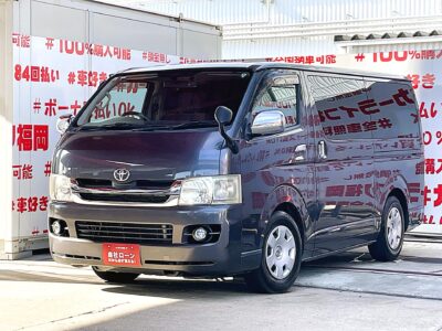 HIACE　ハイエース　ロング スーパーＧＬ【２型】💎人気カラー・グレー色！！ローダウン済！月々４万円台～ＯＫ💎✨純正ＨＤＤナビ🗾ＤＶＤ💿ミュージックサーバー💾📍地デジＴＶ内蔵型📺両側スライドドアー・イージークロージャ―付🎉🎵人気テール・４型タイプに変更済💡ドライブレコーダー付きで安心録画📹🌈車検１年付🚗福岡店専用HPでも在庫確認可能‼✨ 【carlifegroup.fukuoka.jp/】で検索🕵️‍♂️