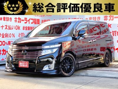 ELGRAND　エルグランド　250ハイウェイスター【総合評価優良車】【カスタム】💎ハーフフルエアロ・ＬＥＤデイライト・ダウンサスローダウン＆プレシャス１８インチＡＷ＆社外４本出しマフラー装着のカスタムタイプ💎アルパインビッグⅩ８インチＨＤＤナビ🗾ＤＶＤ📀Ｂｌｕｅｔｏｏｔｈ🎶📞フルセグＴＶ内蔵型📺走行中映像視聴可能👀７人乗りキャプテンシートタイプ・オットマン付／ＢＯＳＥサウンドシステム＆アルパイン１０.２インチフリップダウンモニター搭載でエンタメ機能も抜群📣リアサイドシェード付きでプライバシー＆ＵＶ対策ＯＫ🌞両側パワースライドドア＆電動リアゲート付で大型ドアも楽々開閉🚪🚗福岡店専用HPでも在庫確認可能‼✨ 【carlifegroup.fukuoka.jp/】で検索🕵️‍♂️