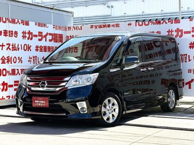 SERENA セレナ ハイウェイスター S-HYBRID"低価格ハイブリッドミニバン・リアルーフスポイラー装着済"月々24,100円~OK👛純正SDナビ🗾DVD💿Bluetooth🎶📱📞フルセグTV内蔵型📺走行中映像視聴可能👀Wエアコンタイプでリア空調も温度操作OK👆🚪ウォークスルーで車内の行き来自由自在💺リアサイドシェード付・UV・プライバシーも安心👀アルパインフリップダウンモニター付🎉高速走行はクルーズコントロール機能にお任せ・楽々運転🎉納車時新品タイヤ装着🌈車検2年付🌈🚗福岡店専用HPでも在庫確認可能‼✨