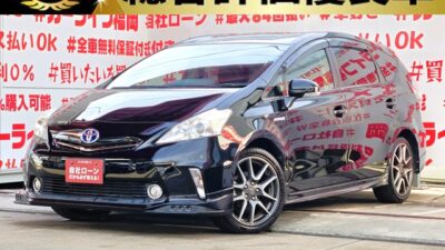 PRIUSα　プリウスα　Ｓ　【カスタム】【総合評価優良車】💎ＴＯＹＯＴＡ純正G’ｓ専用１８インチＡＷ＆ＴＲＤフルエアロ装着済み💎社外フリップダウンモニター付でリアのエンタメも充実👀カタログ燃費２６．２ｋｍ／Ｌ🍃の大人気ＨＶ車🤩ストラーダＳＤナビ🗾ＤＶＤ💿地デジフルセグＴＶ内蔵型📺走行中映像視聴可能👀Ｂｌｕｅｔｏｏｔｈ📞車検２年付🚗福岡店専用HPでも在庫確認可能‼✨ 【carlifegroup.fukuoka.jp/】で検索🕵️‍♂️
