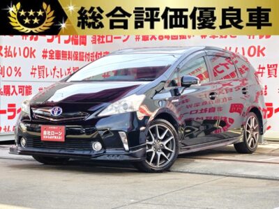 PRIUSα　プリウスα　Ｓ　【カスタム】【総合評価優良車】💎ＴＯＹＯＴＡ純正G’ｓ専用１８インチＡＷ＆ＴＲＤフルエアロ装着済み💎社外フリップダウンモニター付でリアのエンタメも充実👀カタログ燃費２６．２ｋｍ／Ｌ🍃の大人気ＨＶ車🤩ストラーダＳＤナビ🗾ＤＶＤ💿地デジフルセグＴＶ内蔵型📺走行中映像視聴可能👀Ｂｌｕｅｔｏｏｔｈ📞車検２年付🚗福岡店専用HPでも在庫確認可能‼✨ 【carlifegroup.fukuoka.jp/】で検索🕵️‍♂️