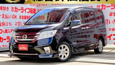 SERENA　セレナ　ハイウェイスター S-HYBRID エアロモード 　【特別仕様車】【総合評価優良車】　✨低価格ハイブリッドミニバン✨純正フロントハーフエアロ付💎純正８インチＳＤナビ🗾ＤＶＤ💿Ｂｌｕｅｔｏｏｔｈ🎶📱📞フルセグＴＶ内蔵型📺走行中映像視聴可能👀 両側パワースライドドア装備で荷物の出し入れも乗り降りも楽々🚪 リアサイドシェード付・ＵＶ・プライバシーも安心👀Ｗエアコン機能付でリアも快適空調🌀アルパイン１０.２インチフリップダウンモニター付でリアのエンタメも充実👀高速も楽々走行・クルコン付🌈車検２年付🚗福岡店専用HPでも在庫確認可能‼【carlifegroup.fukuoka.jp/】で検索🕵️‍♂️