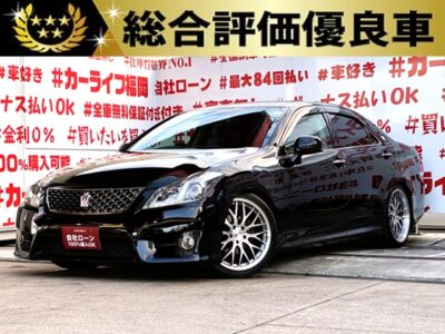 CROWN　クラウン　2.5アスリート【総合評価優良車】【カスタム】💎トヨタブランドのフラッグシップサルーン💎純正メモリーナビ🗾地デジフルセグTV内蔵型🖥️Bluetooth接続可能🎶駐車・車庫入れも安心なバックカメラ📷高速走行時も快適クルーズコントロール🚗ビルトインETC車載器🚗前席は電動💺レザー調のフルカバー付きです💺夜間も明るいHIDヘッドライト🌟LEDフォグライト🌟マルチフォルケッタ19インチAW🛞TEIN車高調でローダウン🏎️キマっています👍🌈福岡店専用HPでも在庫確認可能‼✨【carlifegroup.fukuoka.jp/】で検索🕵️‍♂️
