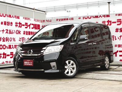 SERENA　セレナ　ハイウェイスターVセレクション【特別仕様車】🌟低価格ミニバン・大人気・福岡店在庫台数増加中📣＂両側パワースライドドアー装備・楽々ワンタッチボタン開閉式🚪ストラーダＳＤナビ🗾ＤＶＤ📀Ｂｌｕｅｔｏｏｔｈ🎶📱📞フルセグＴＶ内臓型📺Ｗエアコンタイプ🌀リアの温度調整も可能で室内快適✨サイドバイザー付👀高速走行はクルーズコントロール機能にお任せ・楽々運転🎉納車時新品タイヤ装着🌈車検２年付🚗福岡店専用HPでも在庫確認可能‼【carlifegroup.fukuoka.jp/】で検索🕵️‍♂️