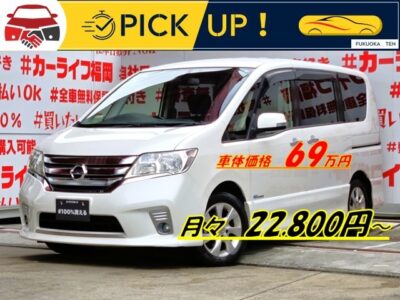 SERENA　セレナ　ハイウェイスター　S-HYBRID　＂低価格ハイブリッドミニバン＂月々２２８００円～ＯＫ👛両側パワースライドドア🚪＆ワンタッチオープナー付で乗り降り楽々✨純正ＳＤナビ🗾ＤＶＤ💿Ｂｌｕｅｔｏｏｔｈ🎶📱📞フルセグＴＶ内蔵型📺走行中映像視聴可能👀Ｗエアコンタイプでリア空調も温度操作ＯＫ👆🚪ウォークスルーで車内の行き来自由自在💺リアサイドシェード付・ＵＶ・プライバシーも安心👀高速走行はクルーズコントロール機能にお任せ・楽々運転🎉納車時新品タイヤ装着🌈車検２年付🌈🚗福岡店専用HPでも在庫確認可能‼✨