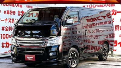 CARAVAN NV350　キャラバン　ライダー　ロングDX【特別仕様車グレード】💎走行６万ｋｍ台💎ライダー専用エアロ付💎ＨＩＤヘッドライト・デイライムランプ付の豪華純正装備🔥純正メモリーナビ🗾📀🎶📞フルセグＴＶ内蔵型📺走行中映像視聴可能🎉両側スライドドアー・両側オートクロージャ―装備🚪ライダー専用フロントグリル✨仕事だけでなく趣味やレジャーにも🌞カスタムベース車としても最適🎉最大積載量１，０００ｋｇ📦💺納車時新品タイヤ装着🌈車検1年付🌈🚗福岡店専用HPでも在庫確認可能‼✨ 【carlifegroup.fukuoka.jp/】で検索🕵️‍♂️