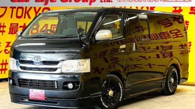 HIACE　ハイエース　 スーパーＧＬ【カスタム】【２型】　社外ナビ🗾DVD📀Ｂｌｕｅｔｏｏｔｈ🎶100V電源付🔥玄武ローダウン２インチ＆デイトナ１５インチホワイトレター🚗フルエアロ装備でシンプルカスタム車✨リアエアコンで夏場も快適😆両側スライドドア🚪＆イージークローザー付きで荷物の出し入れ＆乗り降りラクラク😍🌜TOKYO店専用HPにて更新中❗ carlifegroup.tokyo.jpで検索🕵️‍♂️１年保証付🌛