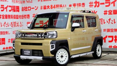 TAFT タフト G・ターボ "令和6年式・走行3万km台"純正オプション・専用ルーフキャリア付⛺人気カラー・サンドベージュメタリック👀ターボチャージャーで楽々快速🔥人気装備標スカイフィールトップで解放感抜群🌞カロッツェリア8インチメモリーナビ🗾DVD💿Bluetooth🎶📞フルセグTV内蔵型📺走行中映像視聴可能👀LEDヘッドライト💡LEDフォグ💎💟全車グレードスマートアシスト機能を標準装備👆レーダクルーズコントロール&ブレーキサポート機能🌈ターボ搭載でもJO08モード燃費・25.4km/L🍃車検2年付🌈🚗福岡店専用HPでも在庫確認可能‼✨ 【carlifegroup.fukuoka.jp/】で検索🕵️♂️