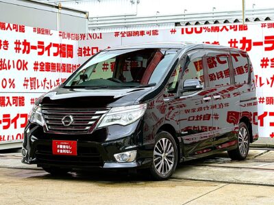 SERENA　セレナ　ハイウェイスター Ｓ－ＨＹＢＲＩＤ【後期型】　✨月々２６，６００円～ＯＫ👀✨純正ＳＤナビ🗾ＤＶＤ💿Ｂｌｕｅｔｏｏｔｈ🎶📞フルセグＴＶ内蔵型📺走行中映像視聴可能👀純正フリップダウンモニター搭載📺安心・安全機能エマージェンシーブレーキ＆ＬＤＷ（車線逸脱防止機能）搭載🚥明るいＬＥＤヘッドライト採用💡カタログ燃費・ＪＣ０８モード１６ｋｍ／Ｌ🍃ドライブレコーダー付で安心録画📹納車時新品タイヤ装着🌈🚗車検２年付🌈福岡店専用HPでも在庫確認可能‼✨ 【carlifegroup.fukuoka.jp/】で検索🕵️‍♂️
