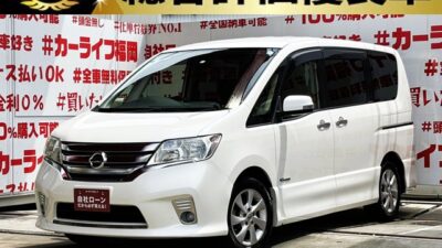 SERENA　セレナ　ハイウェイスター　S-HYBRID【総合評価優良車】＂低価格ハイブリッドミニバン＂月々２５．３００円～ＯＫ👛両側パワースライドドア🚪＆ワンタッチオープナー付で乗り降り楽々✨純正ＳＤナビ🗾ＤＶＤ💿Ｂｌｕｅｔｏｏｔｈ🎶📱📞フルセグＴＶ内蔵型📺走行中映像視聴可能👀純正フリップダウンモニター✨Ｗエアコンタイプでリア空調も温度操作ＯＫ👆🚪ウォークスルーで車内の行き来自由自在💺リアサイドシェード付・ＵＶ・プライバシーも安心👀高速走行はクルーズコントロール機能にお任せ・楽々運転🎉１年保証付🌈車検２年付🚗福岡店専用HPでも在庫確認可能‼✨【carlifegroup.fukuoka.jp/】で検索🕵️‍♂️
