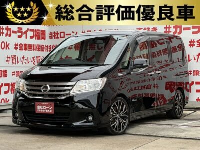 SERENA　セレナ　20G S-HYBRID 【総合評価優良車】　【カスタム】✨低価格ハイブリッドミニバン 月々21500円～OK‼️RSR車高調ローダウン🚗レオニス18インチAW🛞装着車💎純正ＳＤナビ🗾地デジフルセグTV📺CD・ＤＶＤ💿アルパイン製フリップダウンモニター付き🖥️ 両側パワースライドドア装備で荷物の出し入れも乗り降りも楽々🚪 リアサイドシェード付・ＵＶ・プライバシーも安心👀Ｗエアコン機能付でリアも快適空調🌀高速も楽々走行・クルーズコントロール付🌈車検２年付🚗福岡店専用HPでも在庫確認可能‼【carlifegroup.fukuoka.jp/】で検索🕵️‍♂️