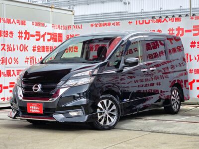 SERENA　セレナ　ハイウェイスター S-HYBRID　【車検２年付】　🔥大人気２７セレナ・ブラックカラー再入庫🔥フロントハーフエアロ装着済✨足をかざして楽々開閉😲ハンズフリー両側パワースライドドア搭載車😲💎アルパインビッグⅩ１１インチ大型ＳＤナビ🗾ＤＶＤ📀Ｂｌｕｅｔｏｏｔｈ🎶📱フルセグＴＶ内蔵型📺走行中映像視聴可能😊🍃カタログ燃費ＪＣ０８モード１７．２ｋｍ／Ｌ🍃デュアルバックドアタイプで荷物の出し入れも使い分け🧳🚗福岡店専用HPでも在庫確認可能‼✨【carlifegroup.fukuoka.jp/】で検索🕵️‍♂️