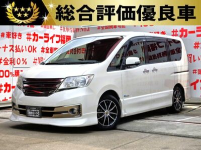 SERENA セレナ　ライダー　ブラックライン　S-HYBRID 【総合評価優良車】【特別仕様車】【車検２年付】💎オーテックジャパンがメッキパーツを施したライダーシリーズミニバン・フロントハーフエアロ付💎純正ＳＤナビ🗾ＤＶＤ💿Ｂｌｕｅｔｏｏｔｈ📱📞フルセグＴＶ内蔵型📺走行中映像視聴可能👀楽々開閉・両側パワースライドドア🚪ワンプッシュオープナー付🔦ロングスライドのセンターシートでアレンジ性も多彩💺アルパイン１０.２インチフリップダウンモニター付でリアのエンタメも充実👀クルーズコントロール装備🌈ＨＩＤヘッドライト＆フォグランプ付で夜間視野確保🔦月々２４，１００円～ＯＫ😲納車時新品タイヤ装着🚗福岡店専用HPでも在庫確認可能‼✨【carlifegroup.fukuoka.jp/】で検索🕵️‍♂️