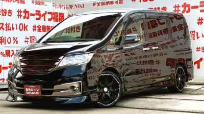 SERENA　セレナ　ライダーブラックライン【特別仕様車】【車検2年付】💎前後スポイラー装着車💎✨オーテックジャパンがメッキパーツを施したライダーシリーズ低価格ミニバン✨ 💎社外ナビ🗾ＣＤ・ＤＶＤ再生💿フルセグＴＶ内蔵型📺 両側パワースライドドア装備で荷物の出し入れも乗り降りも楽々🚪 リアサイドシェード付・ＵＶ・プライバシーも安心👀明るいＨＩＤヘッドライト・ＬＥＤフォグランプ装着済💡🌀高速も楽々走行・クルーズコントロール付🌈CLAZZIO製レザー調シートカバー装着🌈ドゥオール製１9インチAW🔥🚗福岡店専用HPでも在庫確認可能‼【carlifegroup.fukuoka.jp/】で検索🕵️‍♂️