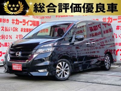 SERENA　セレナ　ハイウェイスター VセレクションⅡ S-HYBRID【総合評価優良車】【特別仕様車】【車検２年付】✨運転支援機能・プロパイロット＆エマージェンシーブレーキ搭載🚗車線逸脱警報（ＬＤＷ）＆車線逸脱防止支援システム（ＬＤＰ）＆ふらつき警報等安全機能搭載💎純正ＨＤＤナビ🗾ＤＶＤ📀Ｂｌｕｅｔｏｏｔｈ🎶📱フルセグＴＶ内蔵型📺走行中映像視聴可能😊フリップダウンモニター付でリアのエンタメも充実👀🍃カタログ燃費ＪＣ０８モード１７．２ｋｍ／Ｌ🍃足をかざして楽々開閉😲ハンズフリー両側パワースライドドア搭載車😲デュアルバックドアタイプで荷物の出し入れも使い分け🧳納車時新品タイヤ装着🚗月々３万円台～ＯＫ✨福岡店専用HPでも在庫確認可能‼✨【carlifegroup.fukuoka.jp/】で検索🕵️‍♂️