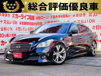 FUGA　フーガ　250GT 【総合評価優良車】【カスタム】【車検２年付】💎フロント大型オプションバンパー＆車高調装着済💎ワイドトレッドスペーサー付で雰囲気抜群🔥＂Ｖ６・２，５００ｃｃ！！驚異の２４９馬力のハイパワーエンジン🔥純正ＨＤＤマルチナビ🗾ＤＶＤ📀Ｂｌｕｅｔｏｏｔｈ🎶📱📞フルセグＴＶ内臓型📺走行中映像視聴可能👀💎高級感溢れるウッド調パネル＆ハーフレザーシート💺クルーズコントロール機能付で楽々高速走行🚗月々２万円台～ＯＫ👀福岡店専用HPでも在庫確認可能‼✨ 【carlifegroup.fukuoka.jp/】で検索🕵️‍♂️