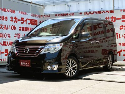 SERENA　セレナ　ハイウェイスターVセレクション＋セーフティS-HV＂後期型＂【車検２年付】✨月々２６，６００円～ＯＫ👀✨純正ＳＤナビ🗾CD・DVD・SD再生💿ミュージックサーバー🎵Bluetoothオーディオ接続可能🎶📞フルセグＴＶ内蔵型📺走行中映像視聴可能👀安心・安全運転支援ＬＤＷ（車線逸脱防止機能）搭載🚥明るいHIDヘッドライト採用💡カタログ燃費・ＪＣ０８モード１5.4ｋｍ／Ｌ🍃Ｗオートエアコンタイプで楽々温度調整🌀純正フリップダウンモニター搭載📺両側パワースライドドアで開閉楽々🌈福岡店専用HPでも在庫確認可能‼✨ 【carlifegroup.fukuoka.jp/】で検索🕵️‍♂️