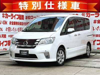 SERENA　セレナ　ハイウェイスター S-HYBRID Vセレクション【特別仕様車】【車検２年付】　✨低価格ハイブリッドミニバン✨💎純正ＳＤナビ🗾ＤＶＤ💿Ｂｌｕｅｔｏｏｔｈ🎶📱📞フルセグＴＶ内蔵型📺走行中映像視聴可能👀 両側パワースライドドア装備で荷物の出し入れも乗り降りも楽々🚪 リアサイドシェード付・ＵＶ・プライバシーも安心👀Ｗエアコン機能付でリアも快適空調🌀高速も楽々走行・クルーズコントロール機能付🌈月々２２，８００円～ＯＫ🚗福岡店専用HPでも在庫確認可能‼【carlifegroup.fukuoka.jp/】で検索🕵️‍♂️